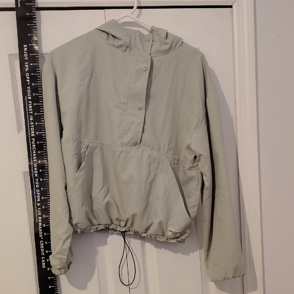 BearPaw Women's Light Gray Light Green Utility Jacket Ladies Hooded Waterproof